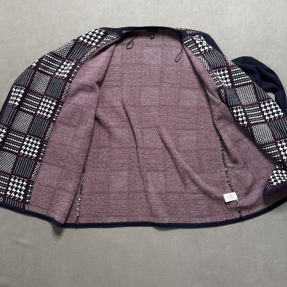 Talbots Cardigan Womens Large Houndstooth Checked Merino Wool Open Draped Front - Picture 10 of 14